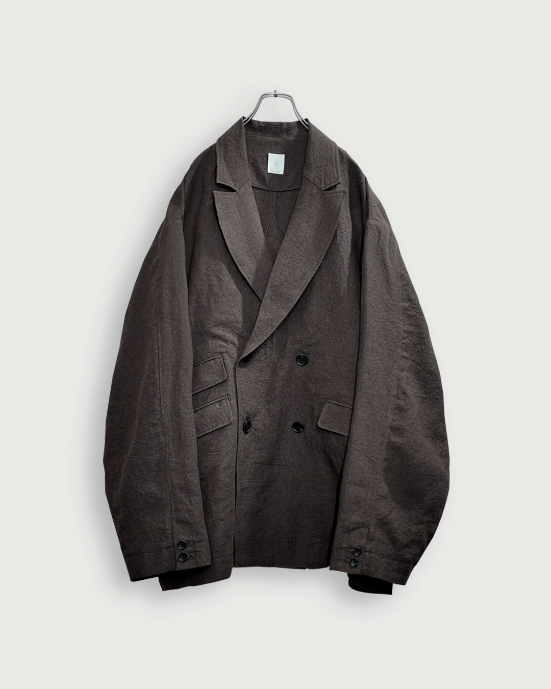 Back-Open Peak Lapel Double-Breasted Over Jacket.