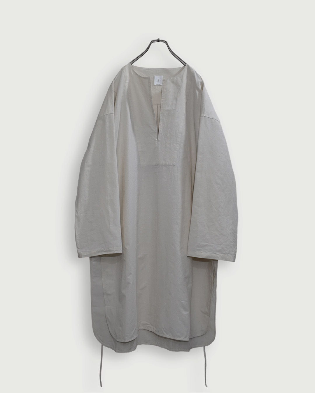 Key Neck Side Slit Long Length Pullover Shirt.