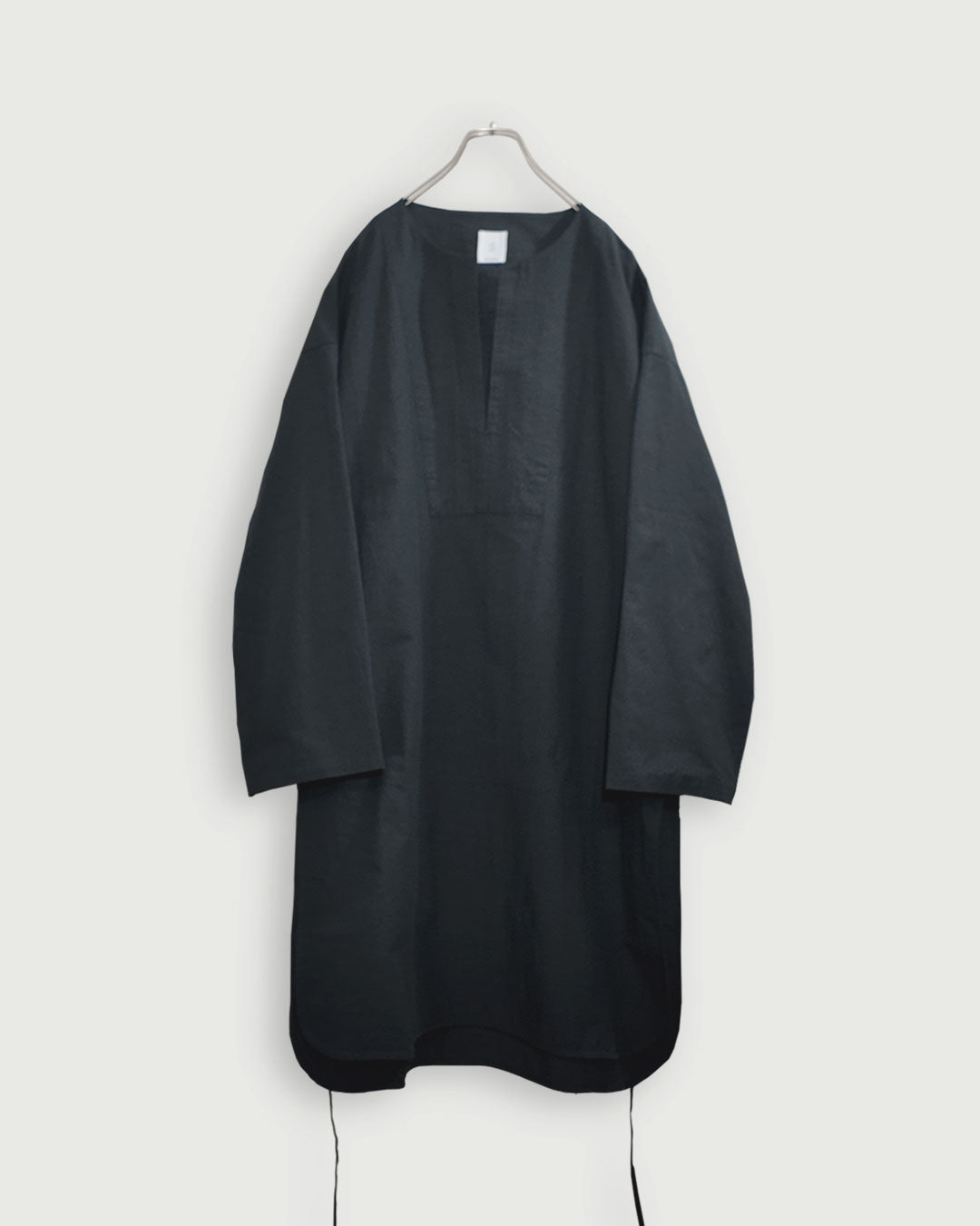 Key Neck Side Slit Long Length Pullover Shirt.