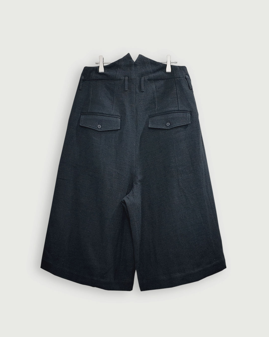 High Waist 2 Tuck Wide Half Trousers.