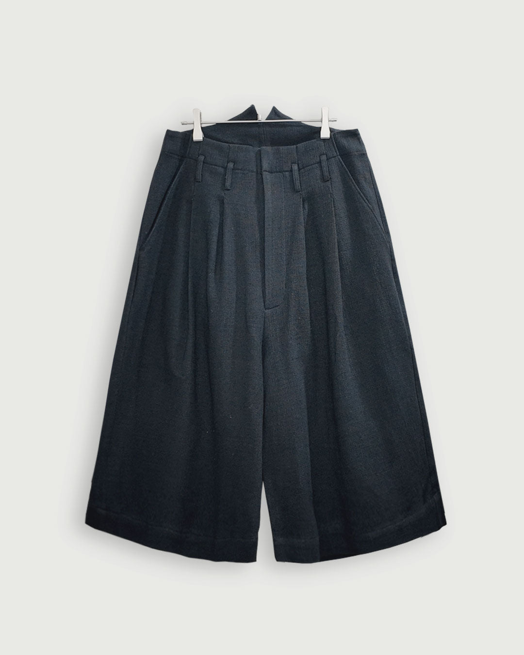 High Waist 2 Tuck Wide Half Trousers.