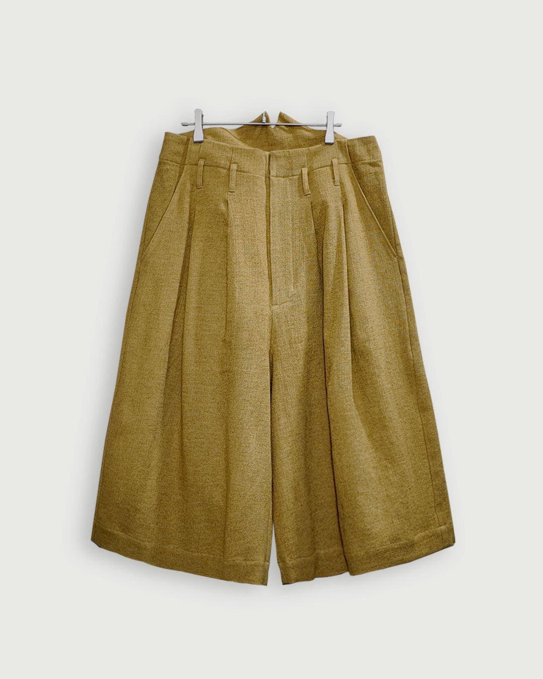 High Waist 2 Tuck Wide Half Trousers.