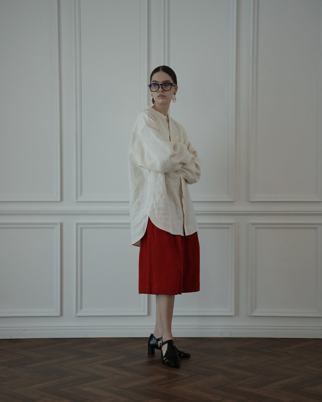 Band Collar Henley Neck Like Atelier Shirt.