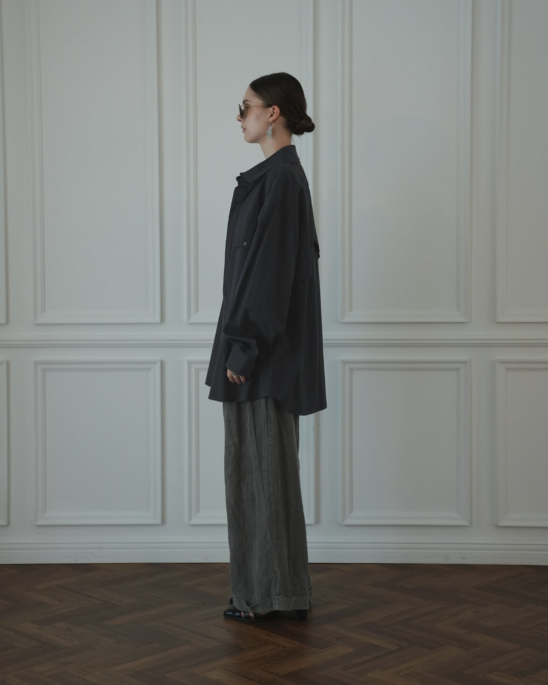 Layered Design Dress Military Shirt.