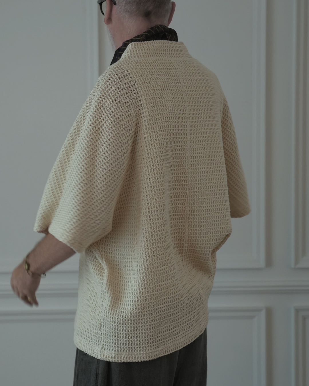 Waffle Russell V Neck 3/4 Sleeve Dolman Knit Pullover.