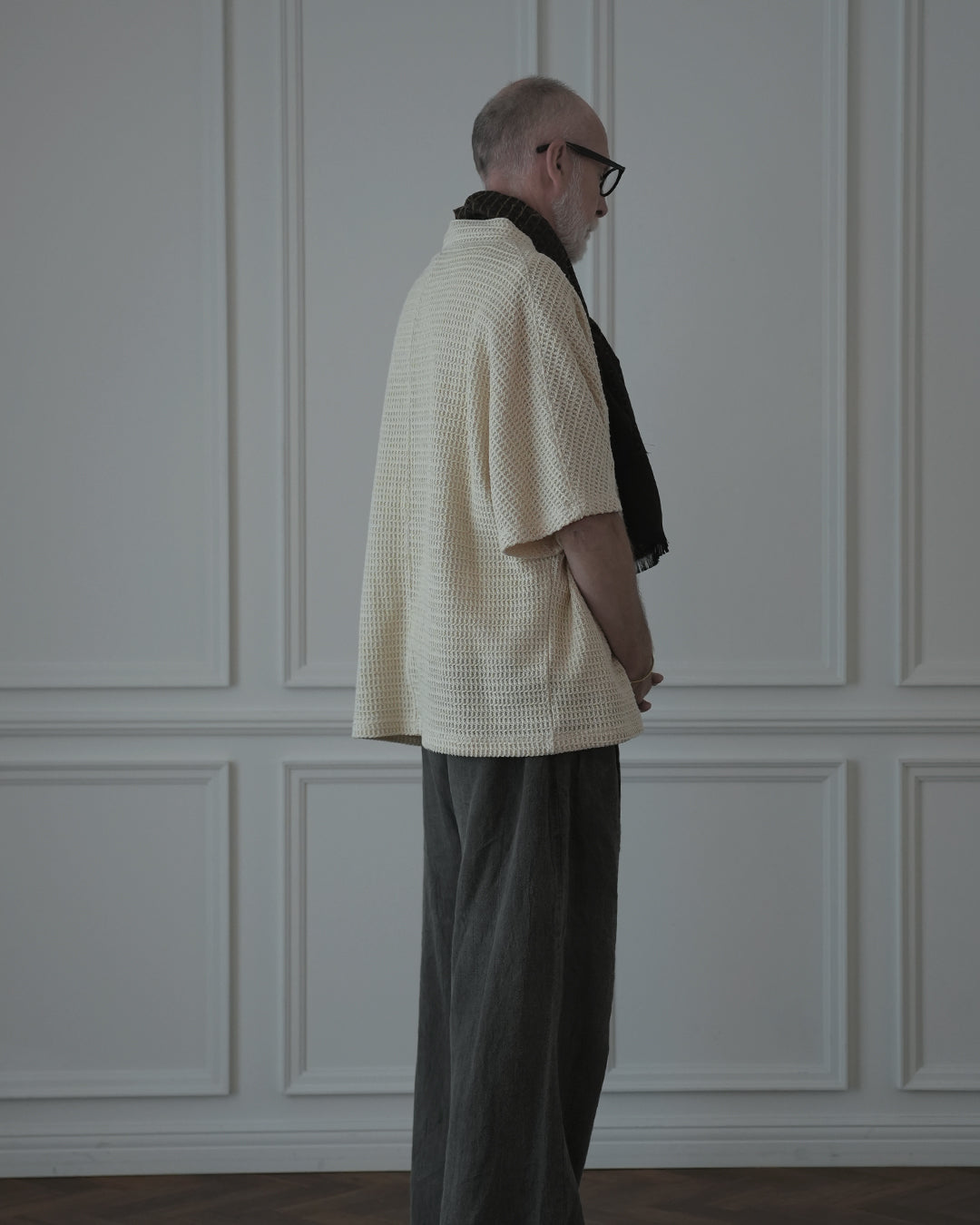Waffle Russell V Neck 3/4 Sleeve Dolman Knit Pullover.