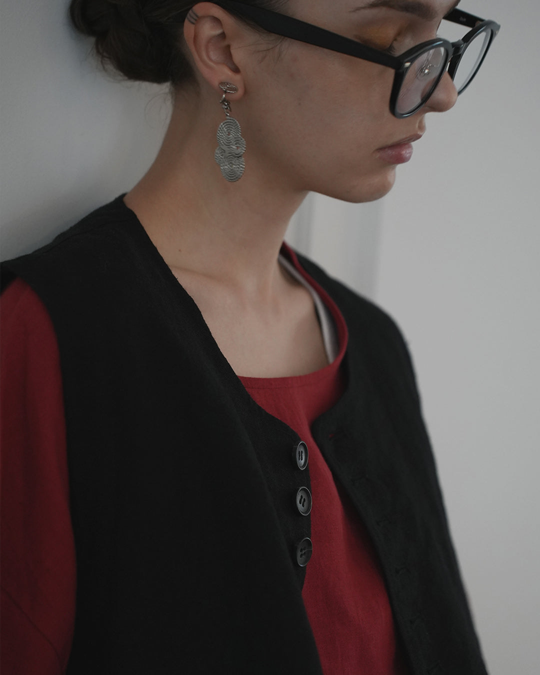 Button Design Crew Neck Vest.