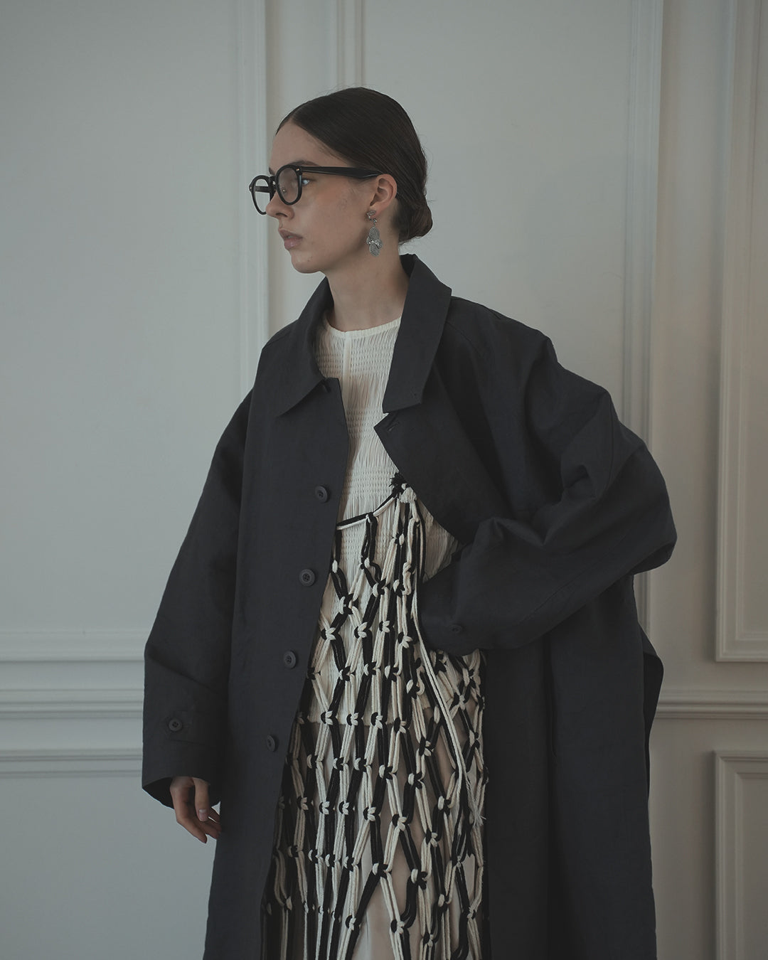 Back Flare A-Line Officer Bal Collar Coat.