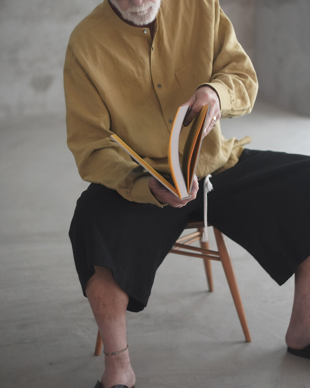 Band Collar Henley Neck Like Atelier Shirt.