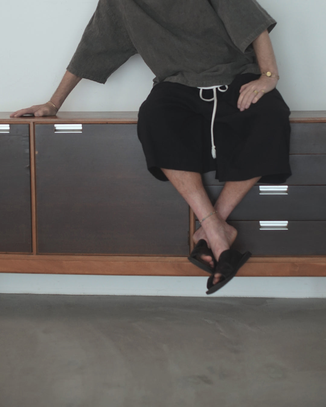 High Waist 2 Tuck Wide Half Trousers.