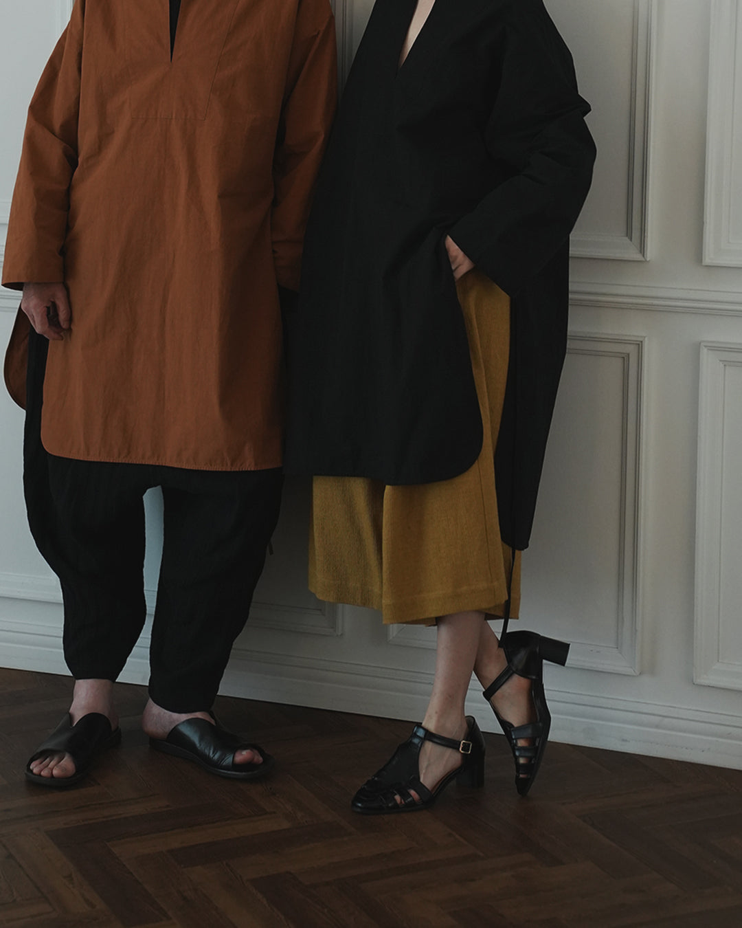 High Waist 2 Tuck Wide Half Trousers.