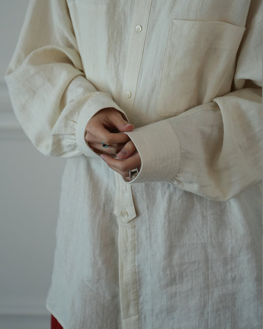 Band Collar Henley Neck Like Atelier Shirt.