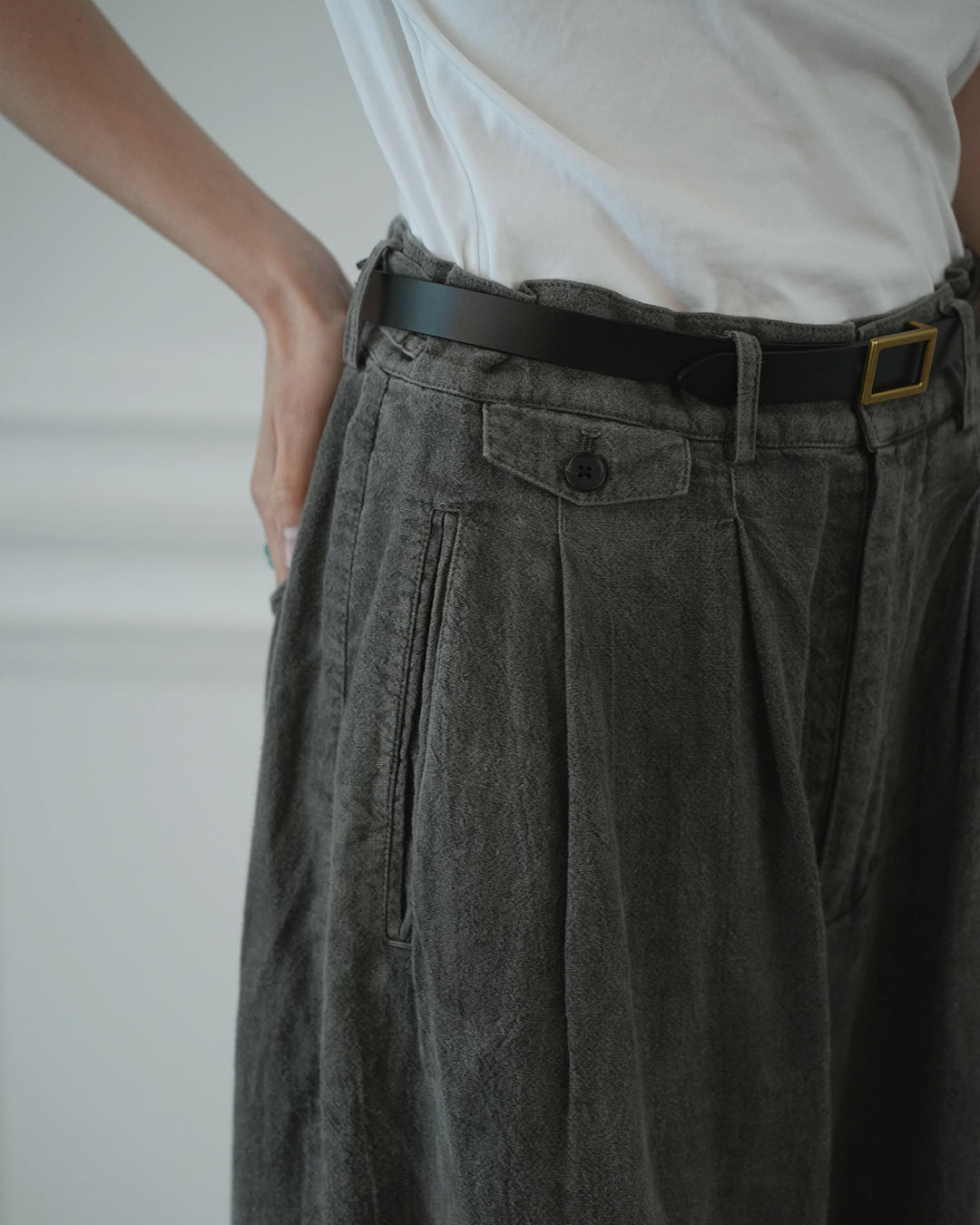 Double Hem Coin Pocket 2Tuck Wide Slacks.