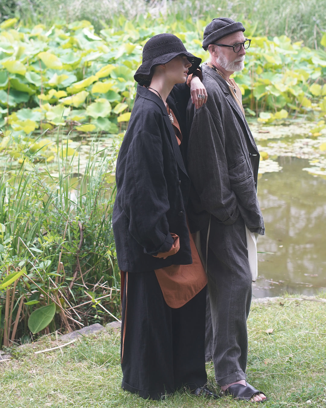 Back-Open Peak Lapel Double-Breasted Over Jacket.