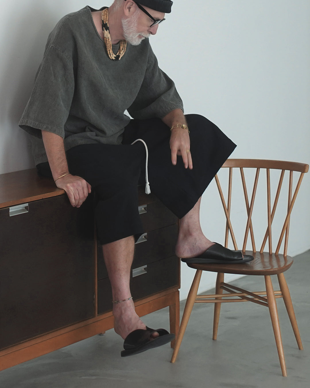 High Waist 2 Tuck Wide Half Trousers.