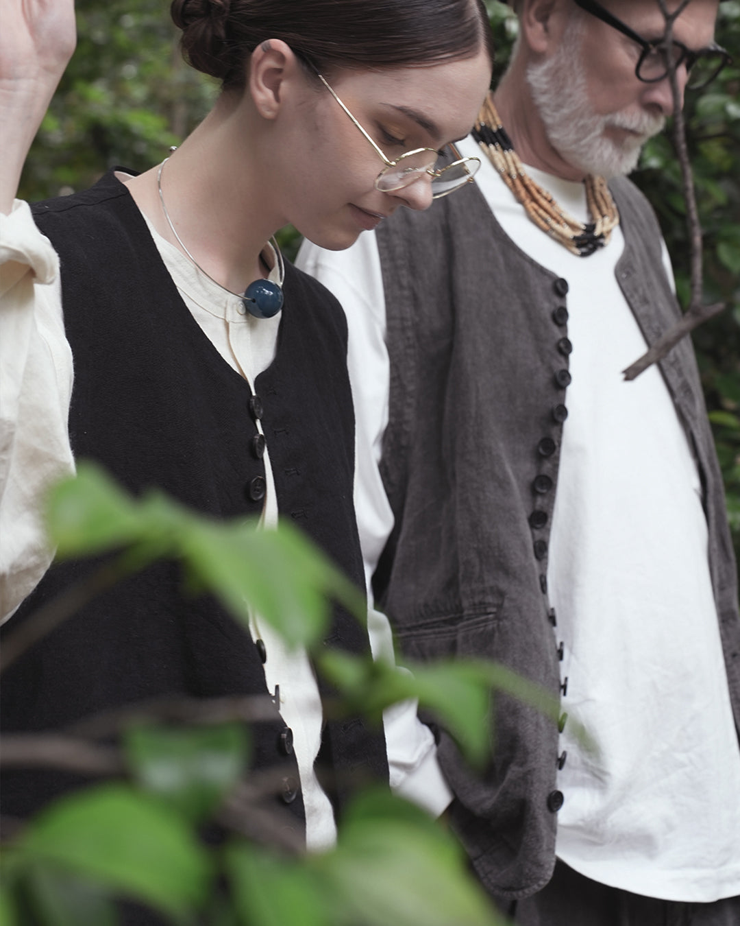 Button Design Crew Neck Vest.