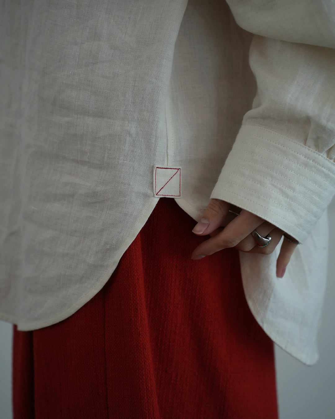 Band Collar Henley Neck Like Atelier Shirt.