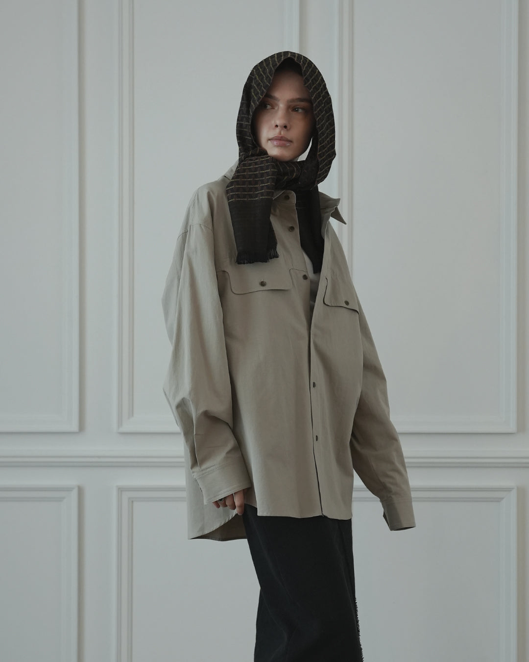 Layered Design Dress Military Shirt.