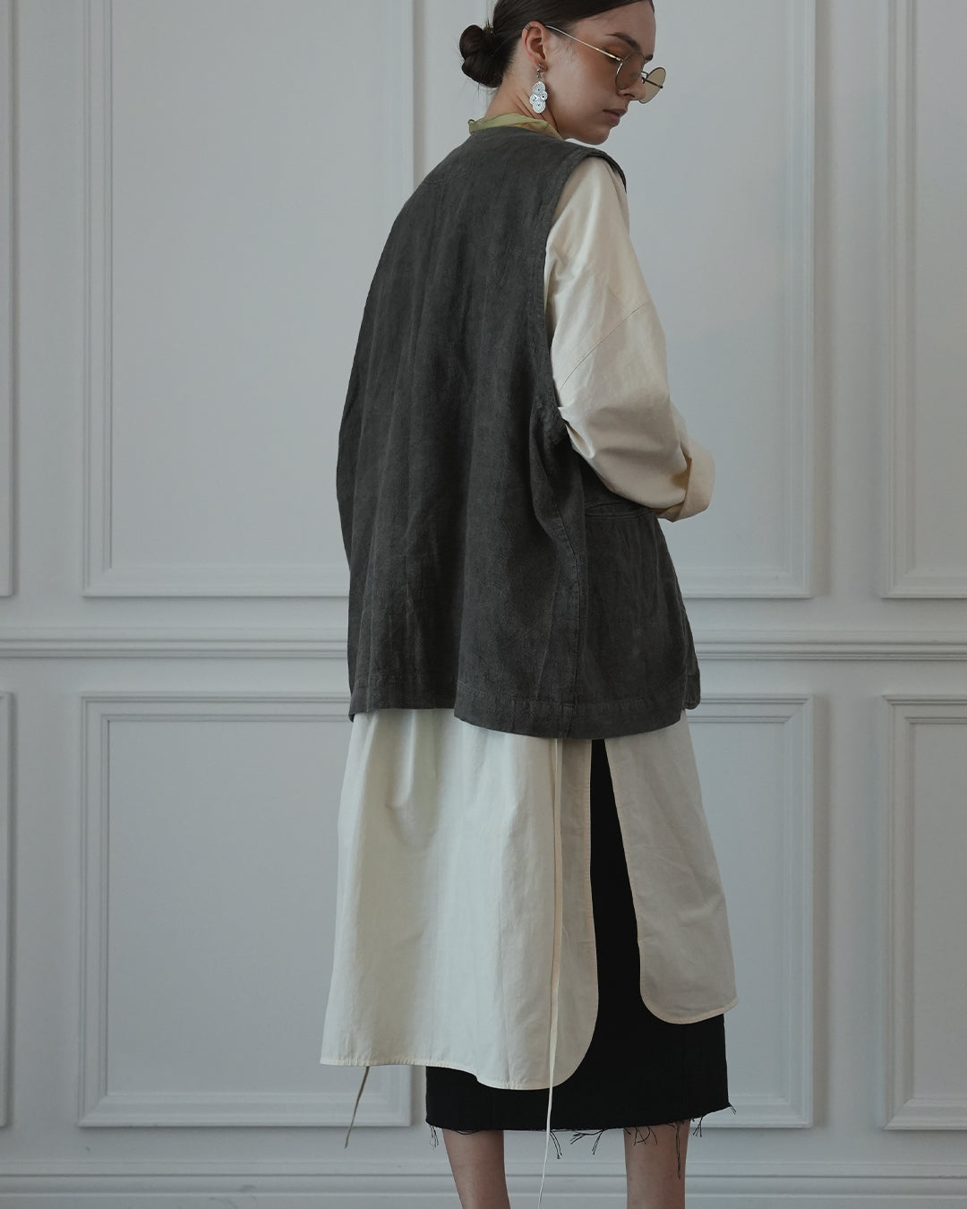 Button Design Crew Neck Vest.