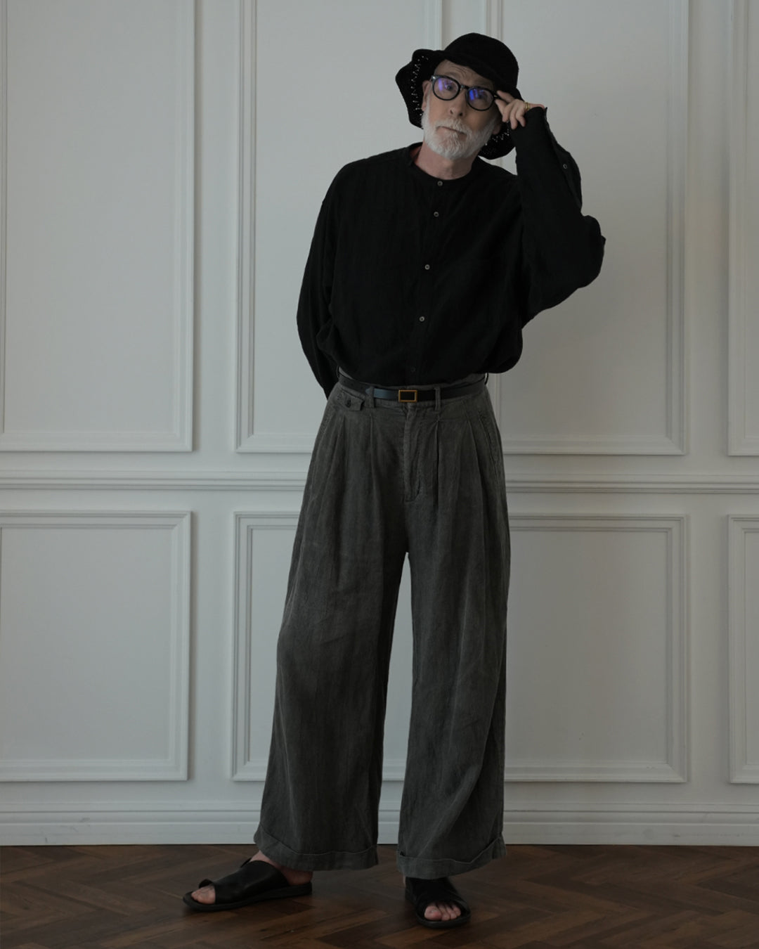 Band Collar Henley Neck Like Atelier Shirt.