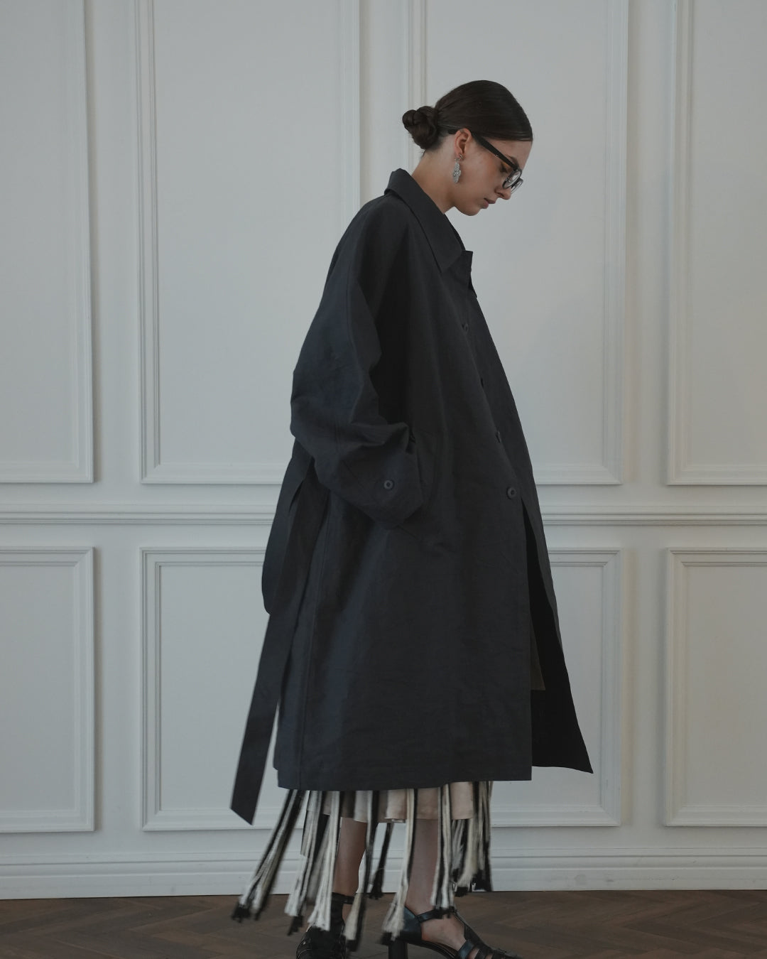 Back Flare A-Line Officer Bal Collar Coat.
