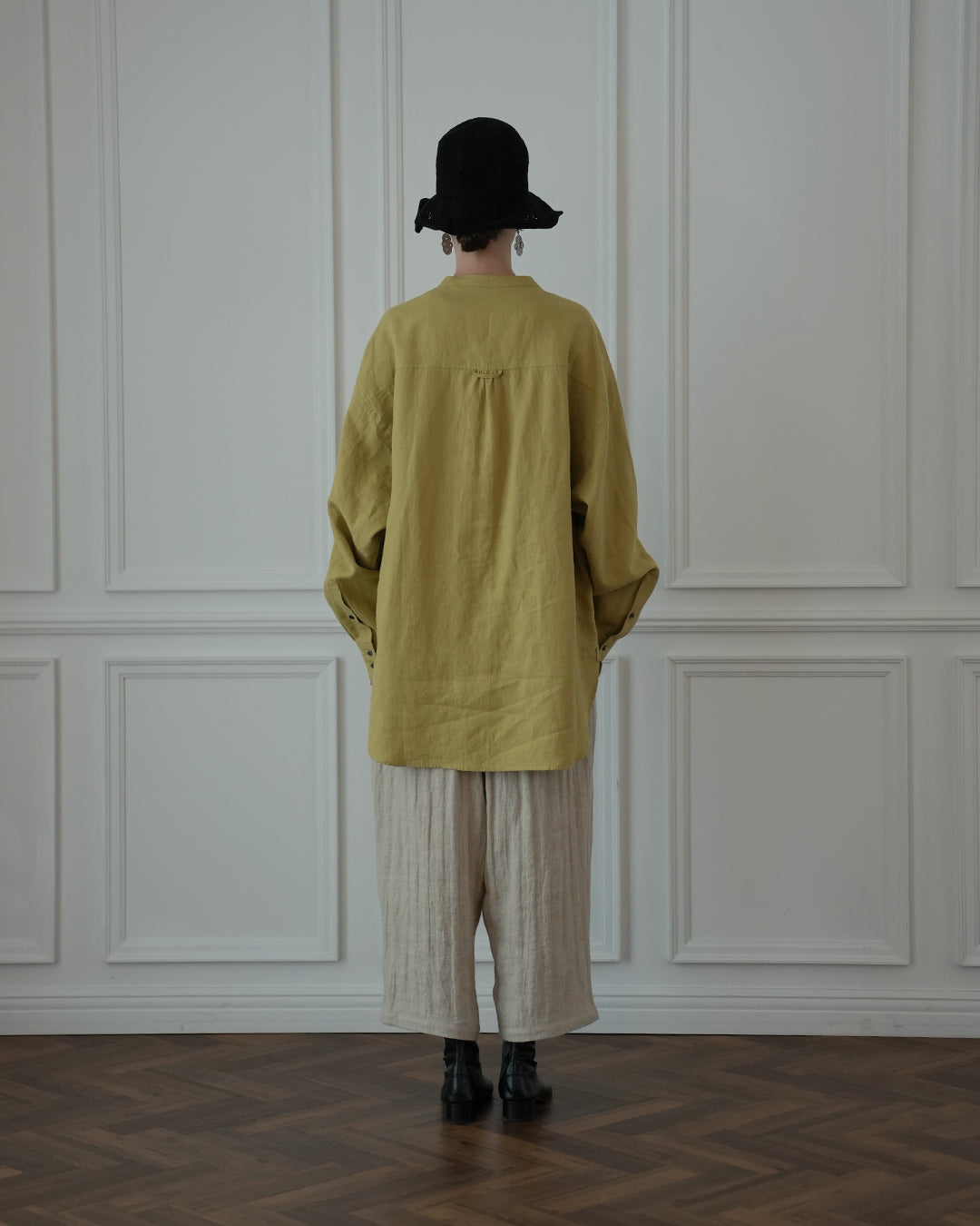 Band Collar Henley Neck Like Atelier Shirt.