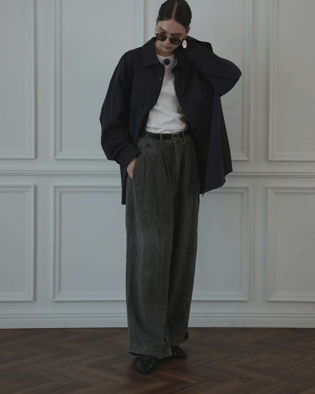 Double Hem Coin Pocket 2Tuck Wide Slacks.