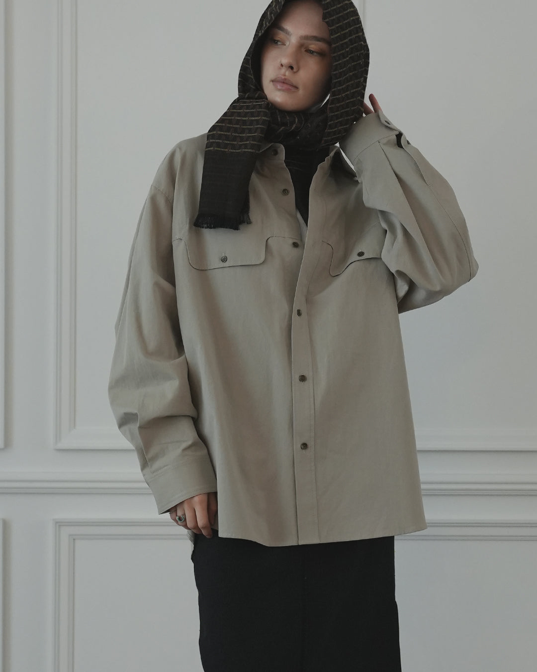 Layered Design Dress Military Shirt.