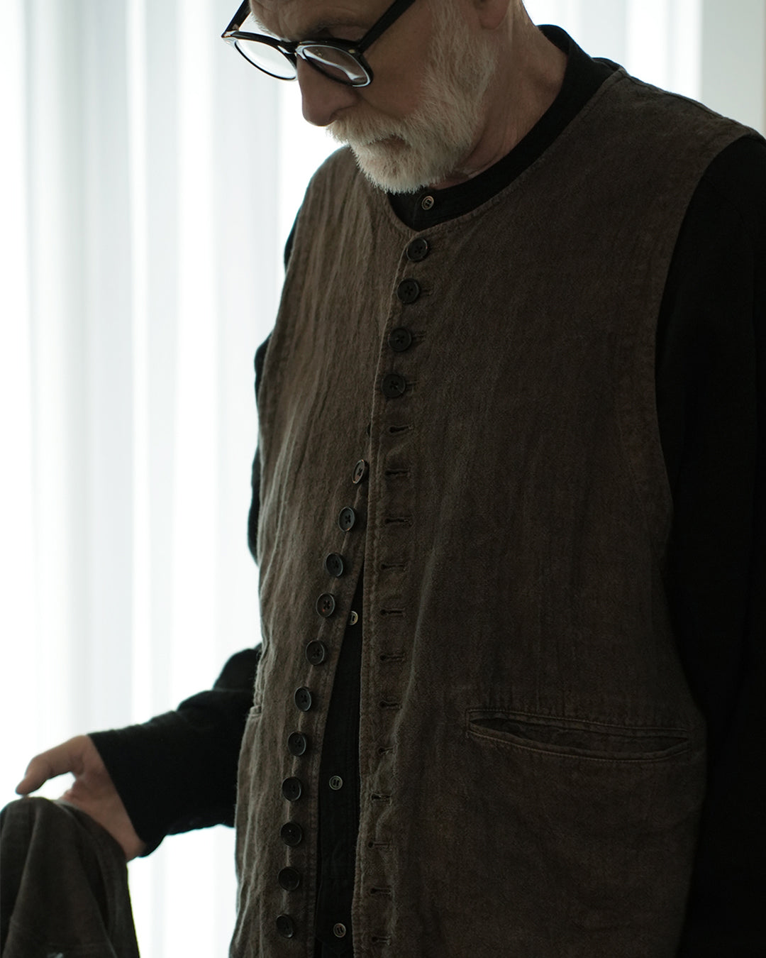 Button Design Crew Neck Vest.