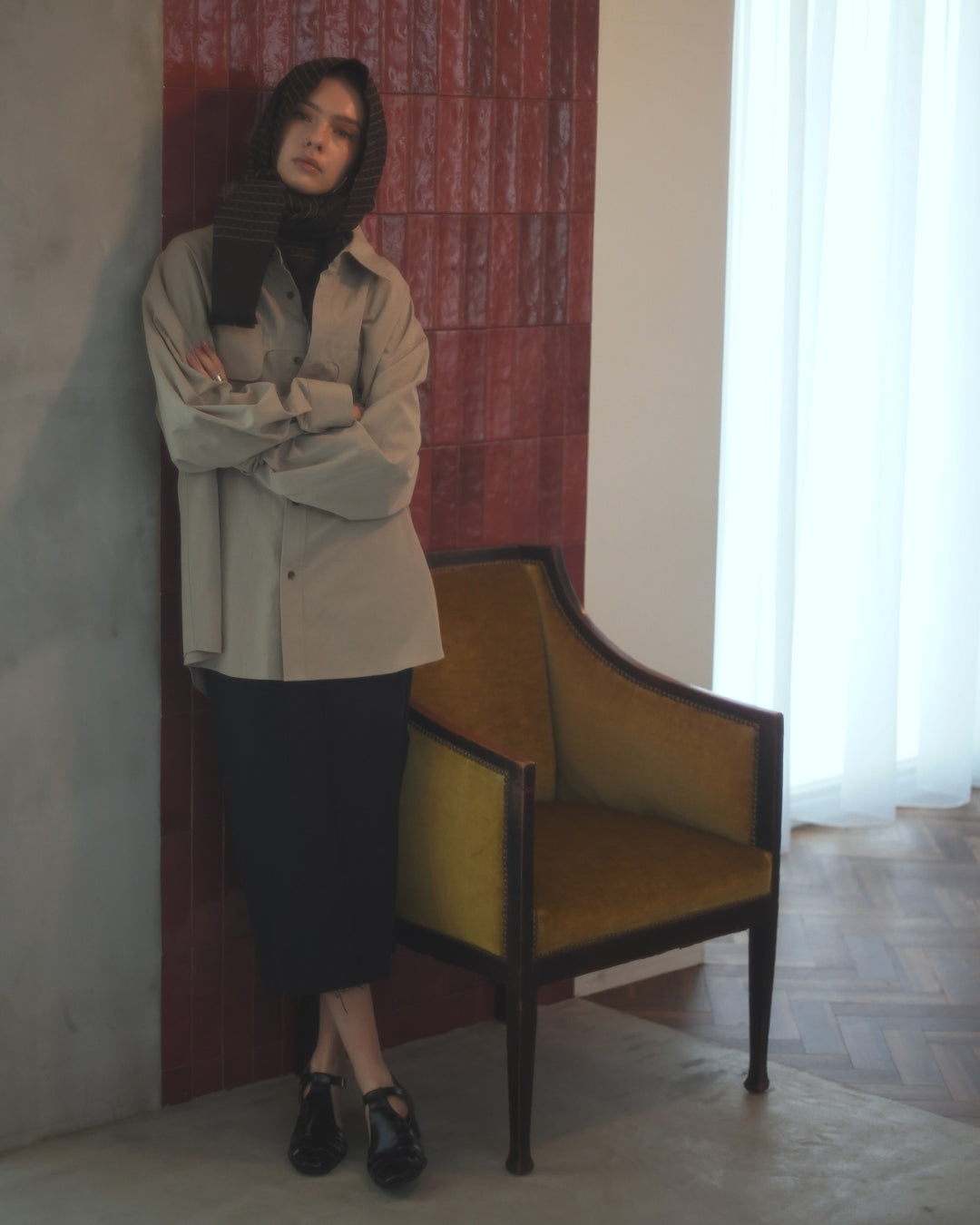 Layered Design Dress Military Shirt.