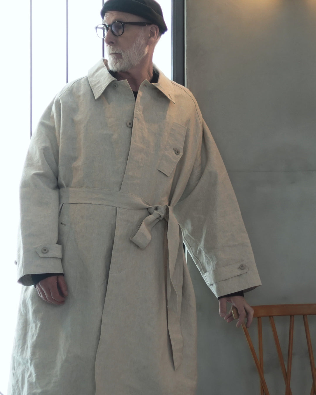 Back Flare A-Line Officer Bal Collar Coat.