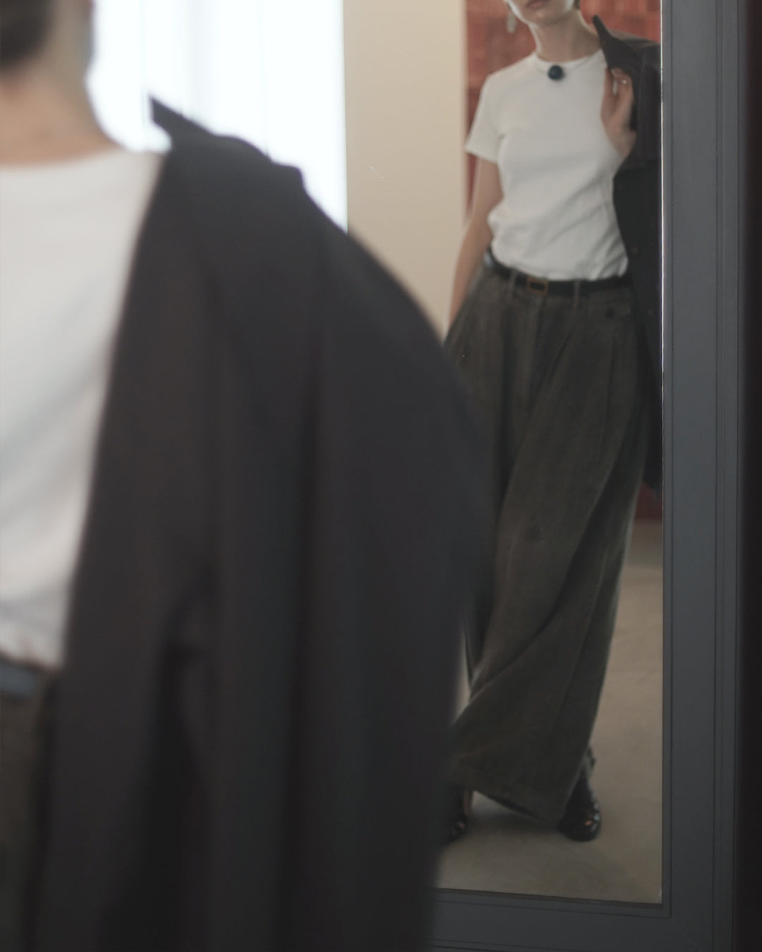 Double Hem Coin Pocket 2Tuck Wide Slacks.