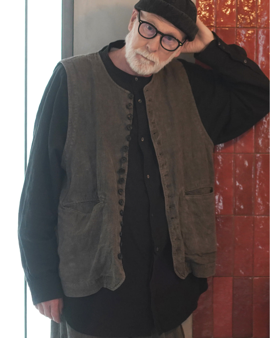 Button Design Crew Neck Vest.
