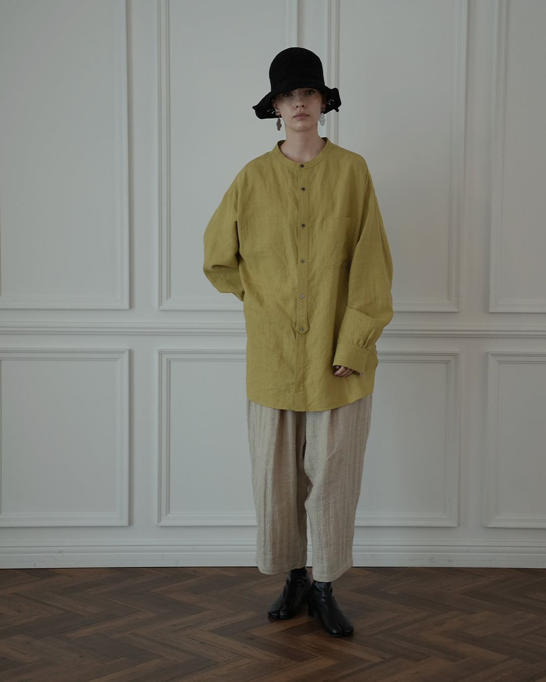 Band Collar Henley Neck Like Atelier Shirt