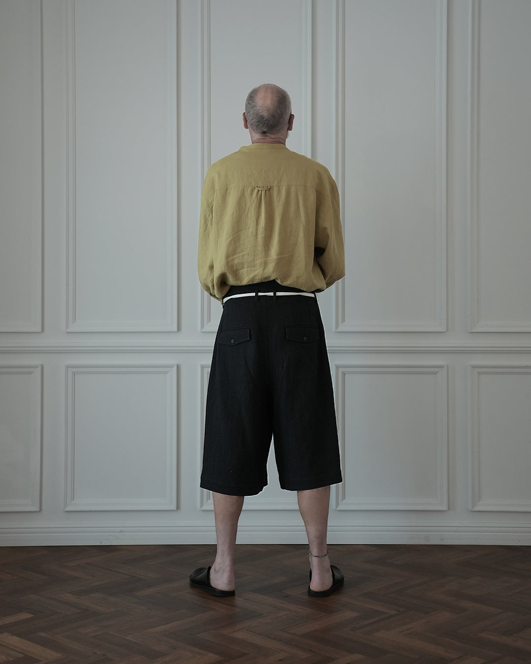 High Waist 2 Tuck Wide Half Trousers.