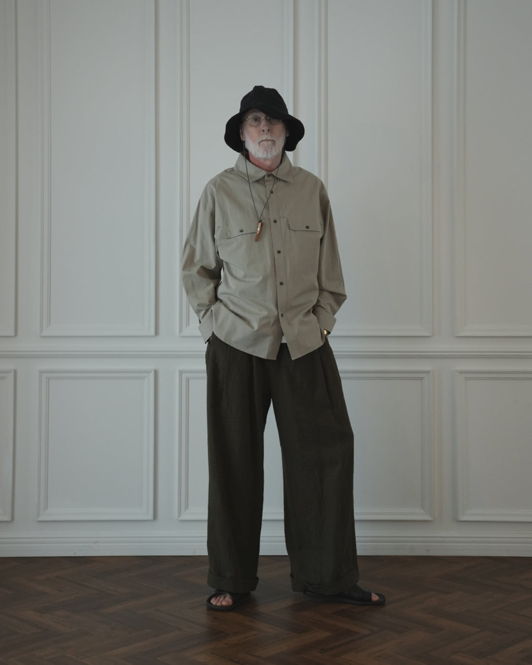 Layered Design Dress Military Shirt.