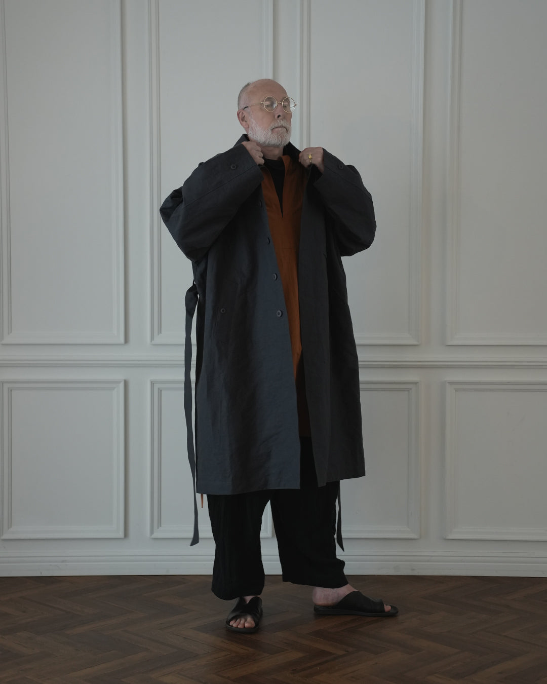 Back Flare A-Line Officer Bal Collar Coat.