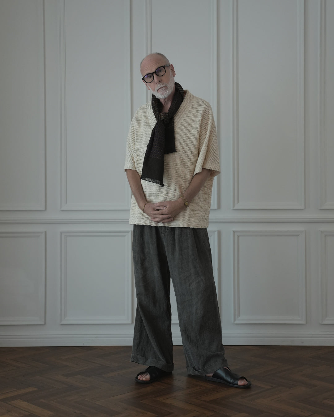 Waffle Russell V Neck 3/4 Sleeve Dolman Knit Pullover.