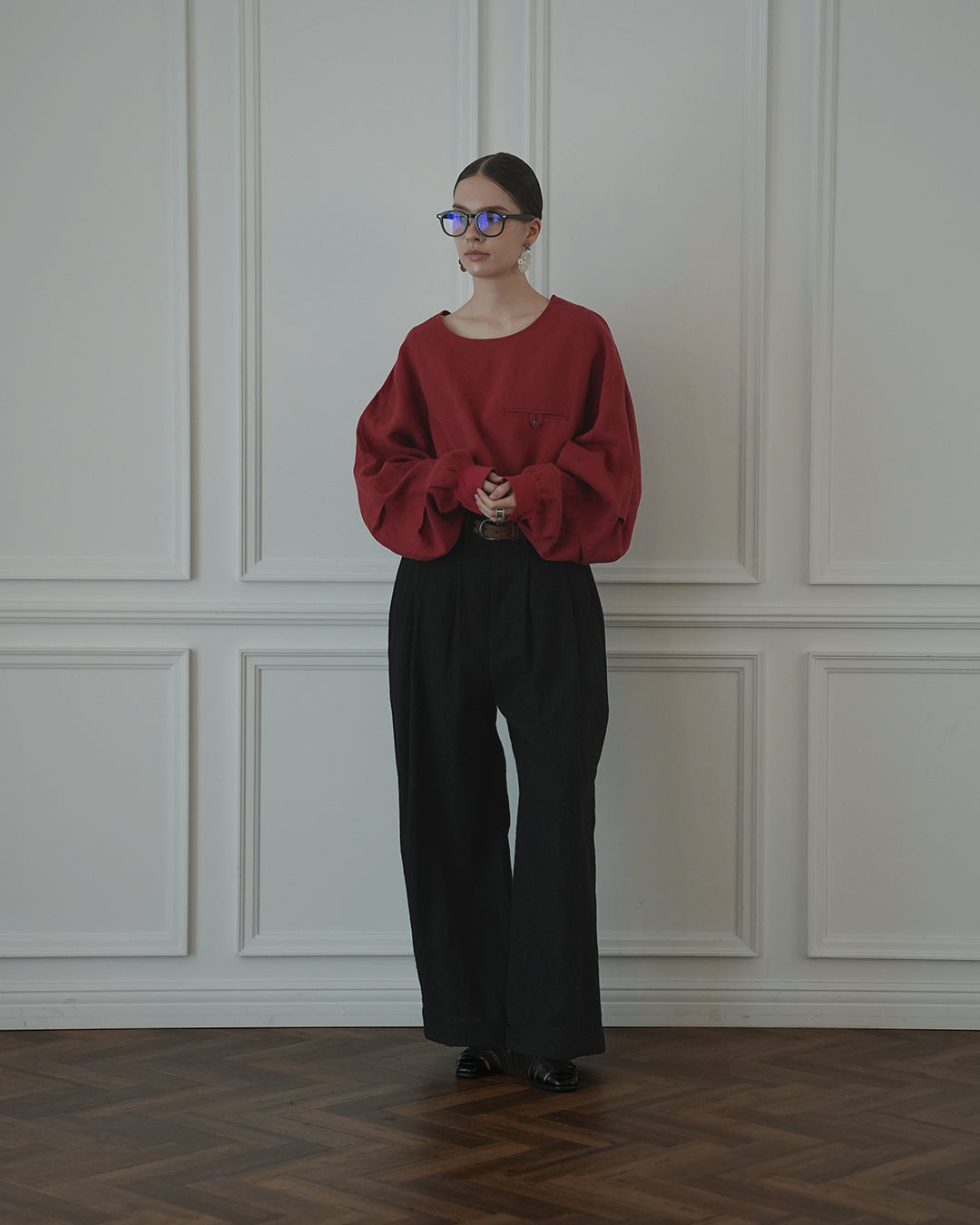 Double Hem Coin Pocket 2Tuck Wide Slacks.