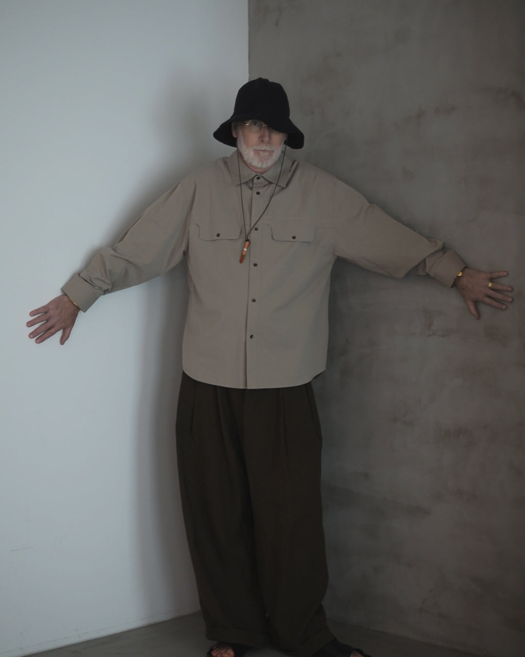 Layered Design Dress Military Shirt.