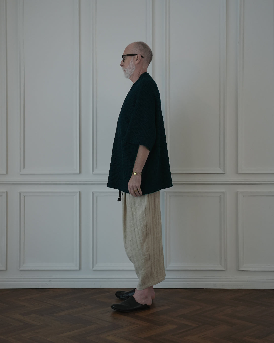 Waffle Russell V Neck 3/4 Sleeve Dolman Knit Pullover.