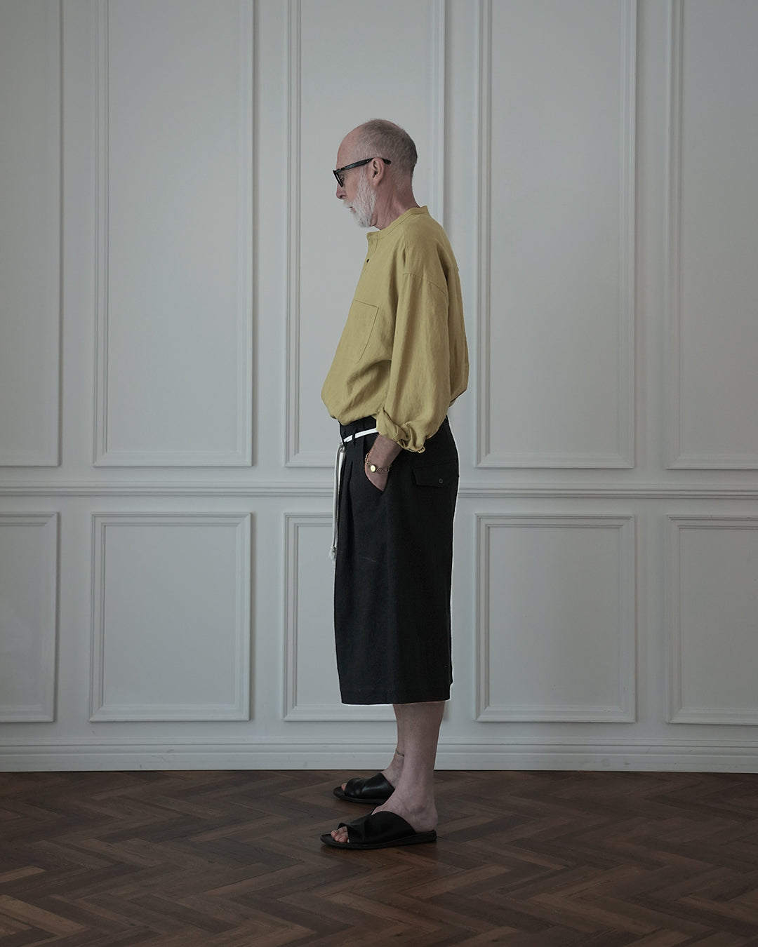 High Waist 2 Tuck Wide Half Trousers.