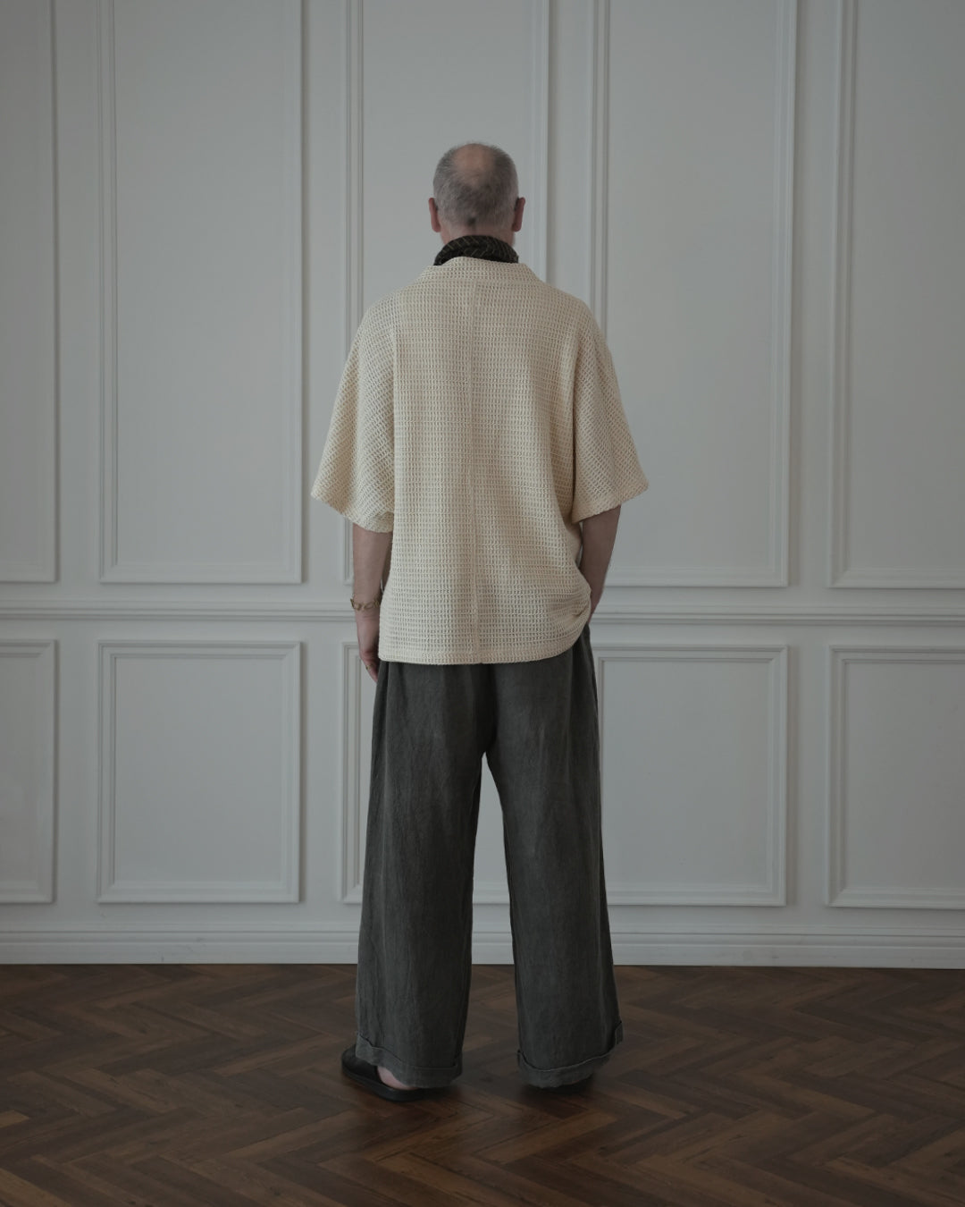 Waffle Russell V Neck 3/4 Sleeve Dolman Knit Pullover.