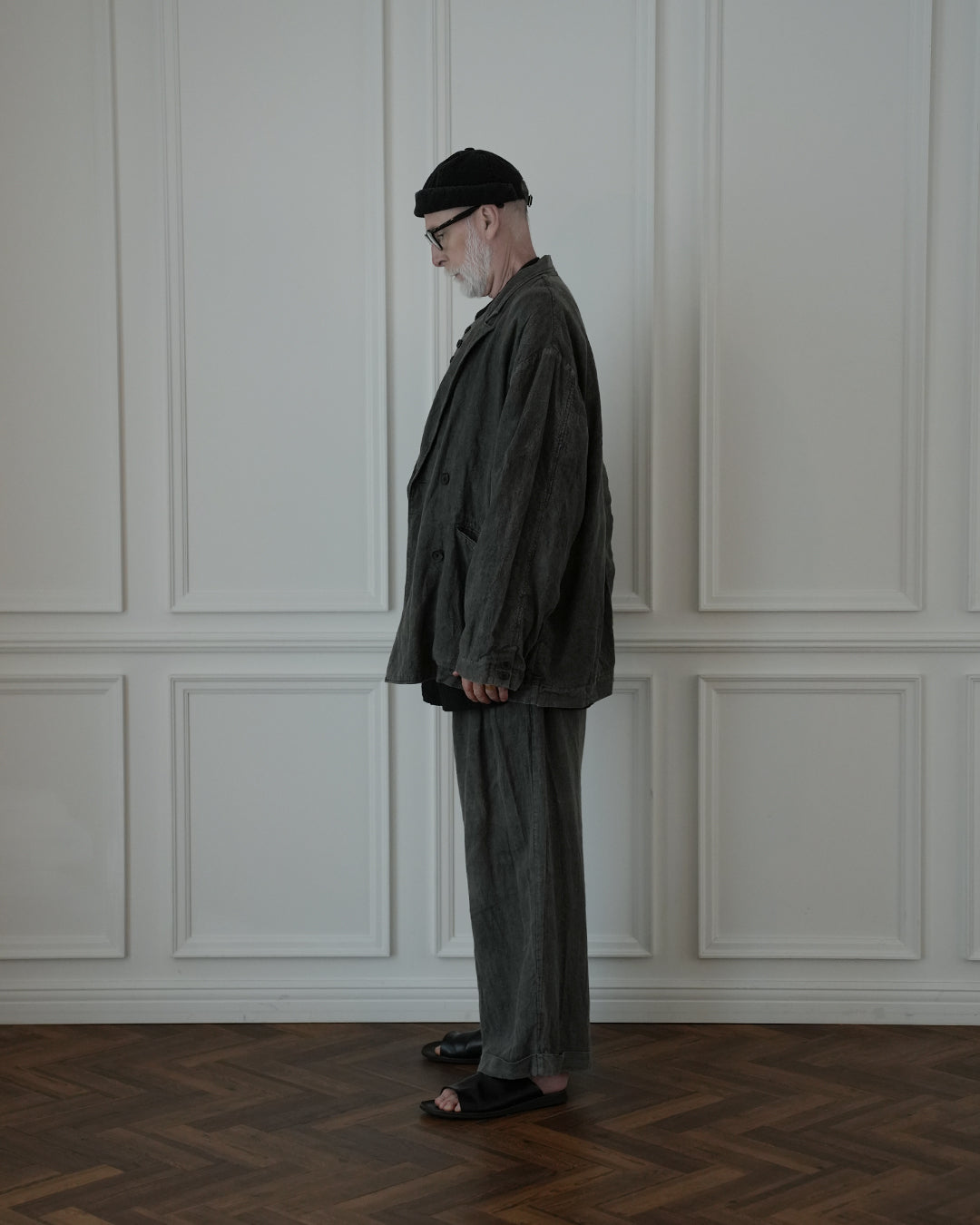 Back-Open Peak Lapel Double-Breasted Over Jacket.