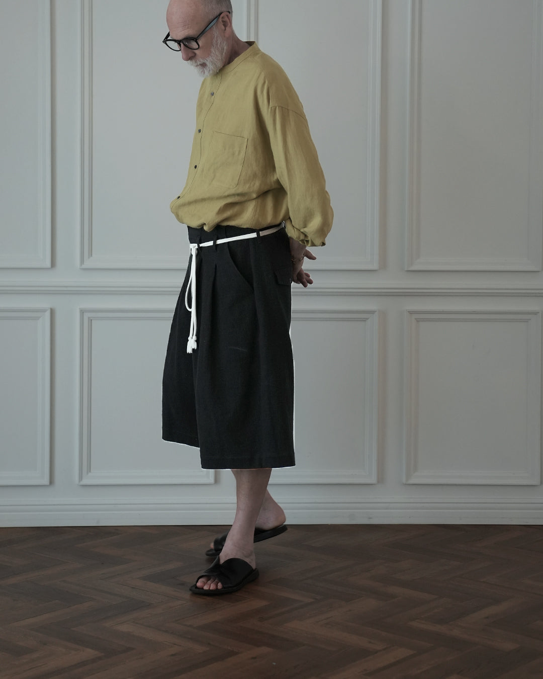 High Waist 2 Tuck Wide Half Trousers.