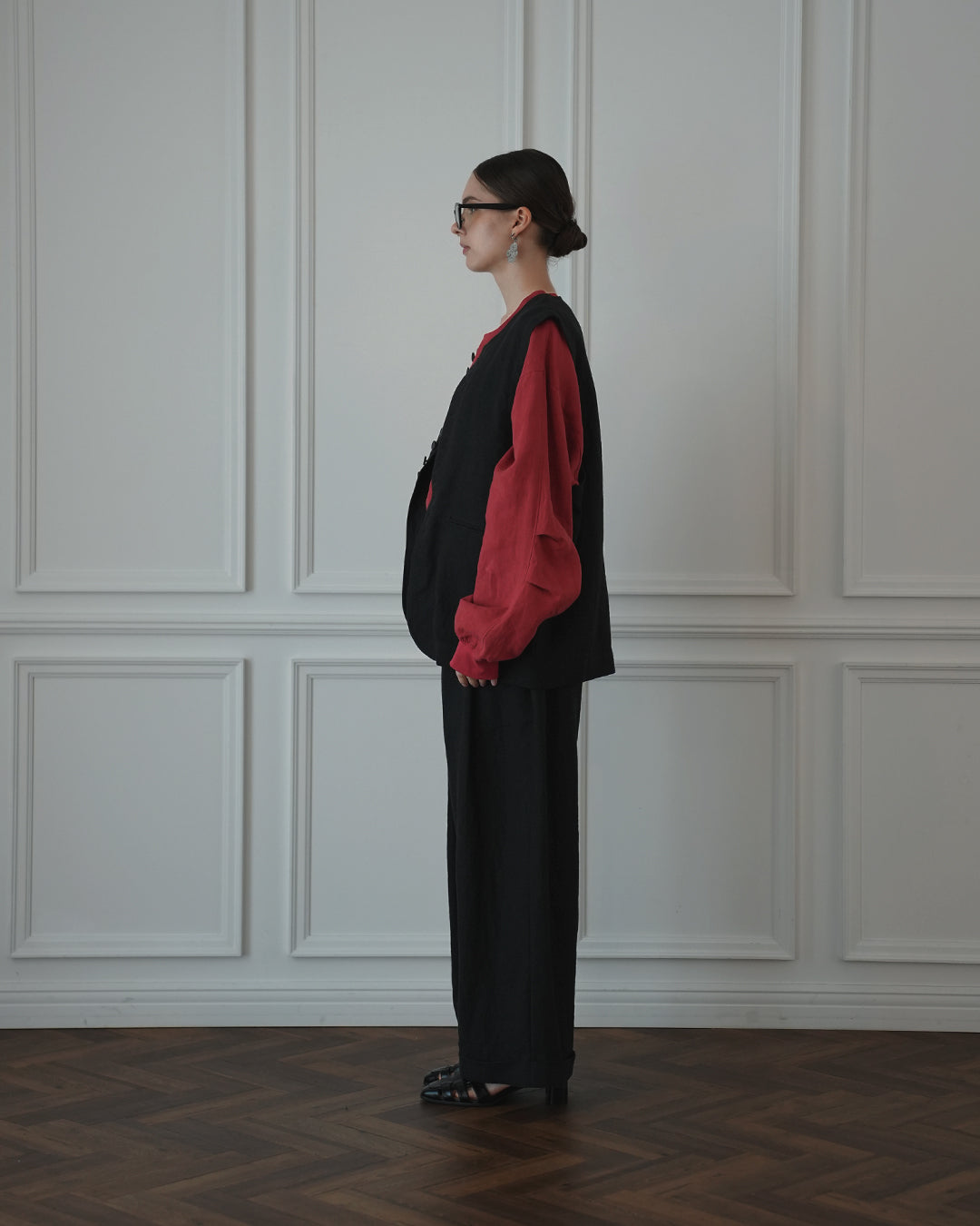 Button Design Crew Neck Vest.