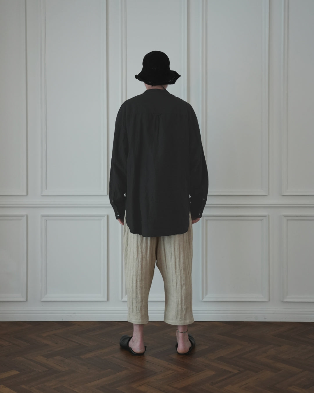 Band Collar Henley Neck Like Atelier Shirt.