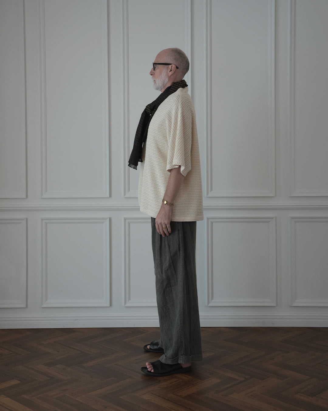 Waffle Russell V Neck 3/4 Sleeve Dolman Knit Pullover.
