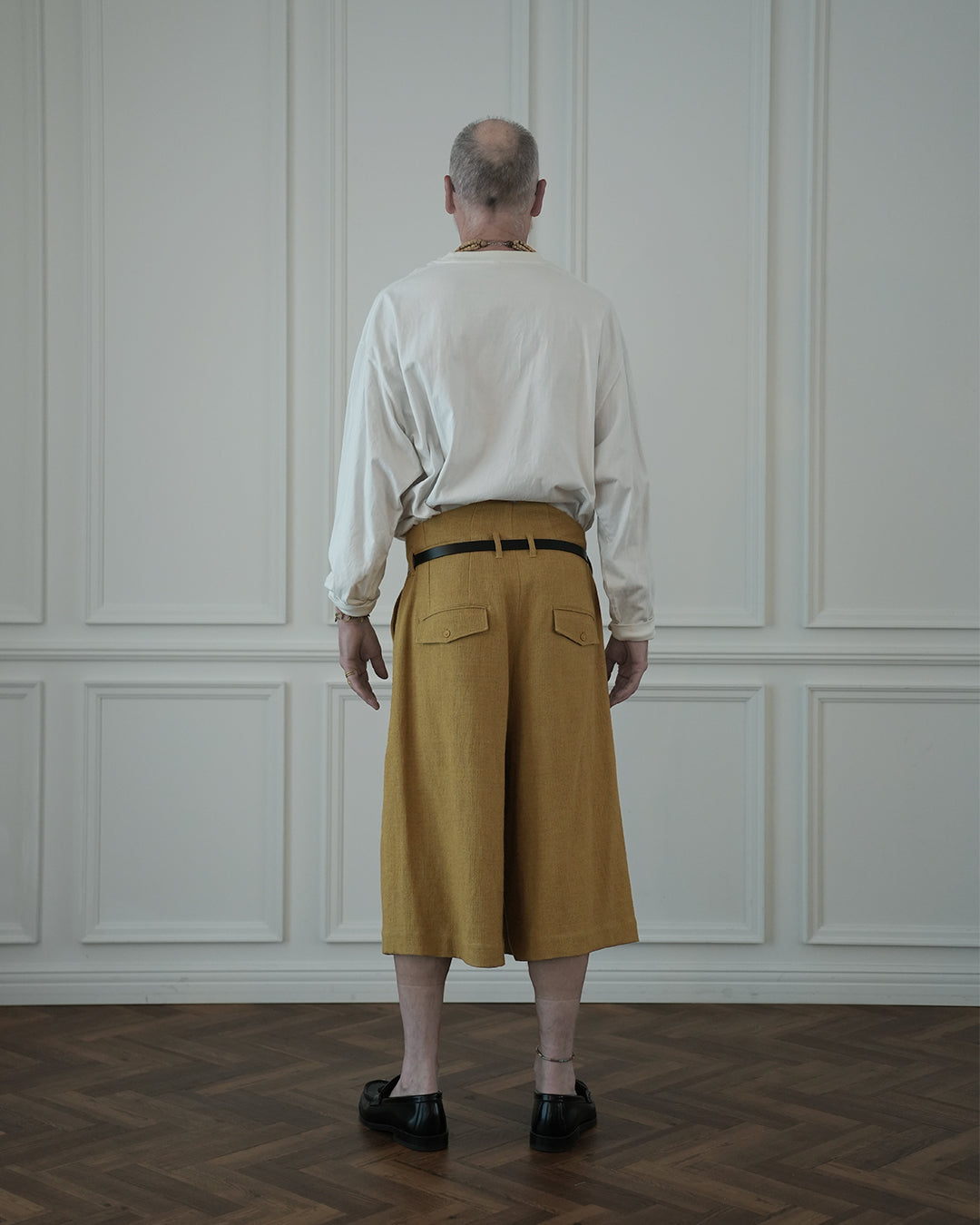 High Waist 2 Tuck Wide Half Trousers.