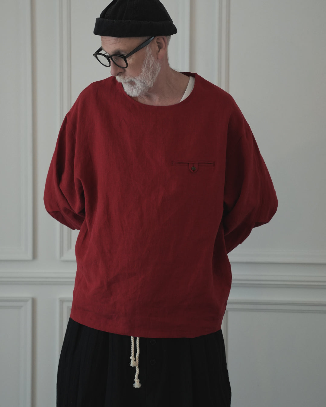 Crew Neck LS Tuck Rib Pullover.